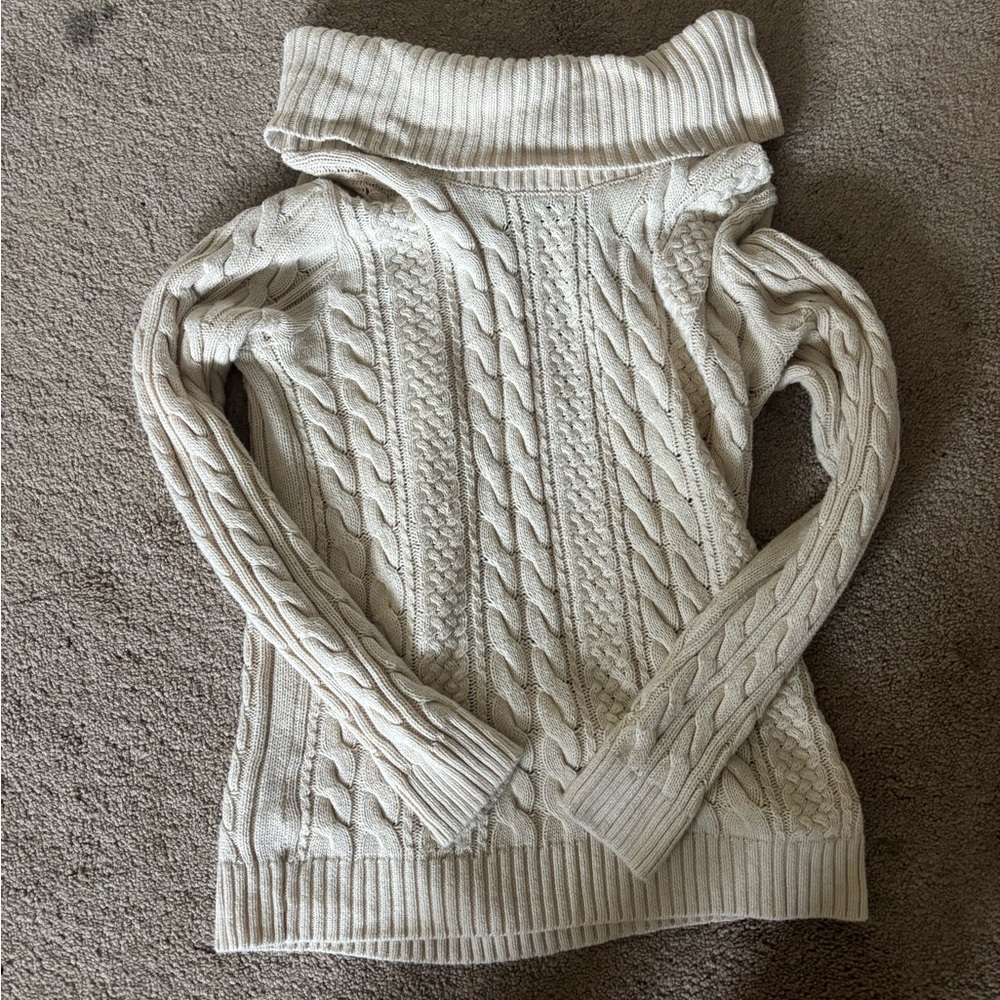 Cozy Cream Cable Knit Off the Shoulder Sweater